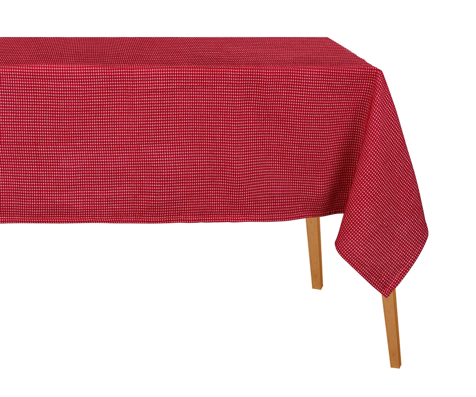 Solid red cotton rectangle tablecloth for dining table and events