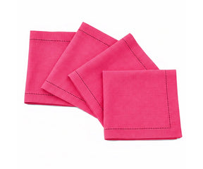 Classic hemstitched linen cocktail napkins for formal dining
