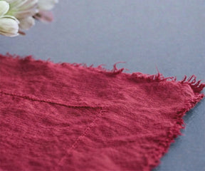Cherry red linen tablecloth in 100% European flax linen for festive holiday dining decor