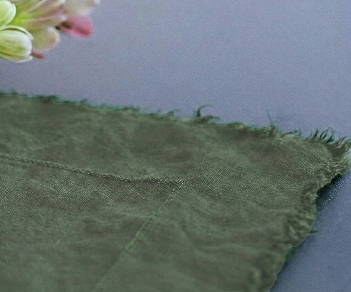 Forest green linen tablecloth in premium European flax linen for holiday and Christmas table setting