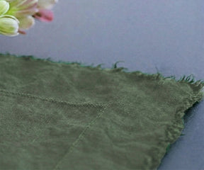 Forest green linen tablecloth in premium European flax linen for holiday and Christmas table setting