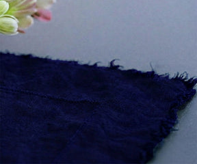 Midnight blue linen tablecloth in 100% European flax linen for dramatic holiday tablescape