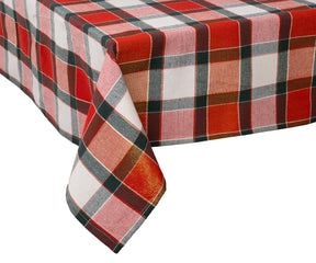 Red and black buffalo plaid cotton rectangle tablecloth for farmhouse or holiday dining