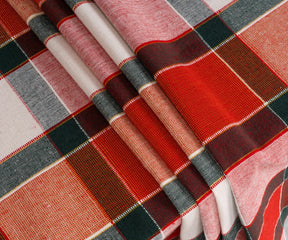100% cotton red and black checkered tablecloth perfect for Christmas or everyday use