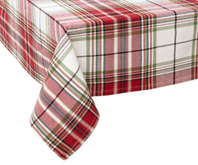 Classic red plaid cotton tablecloth for farmhouse dining and festive holiday settings