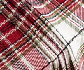 Soft and durable 100% cotton red tartan tablecloth perfect for everyday use or Christmas decor