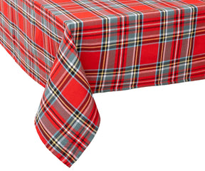 Classic red and green tartan tablecloth made from 100% cotton for festive holiday dining