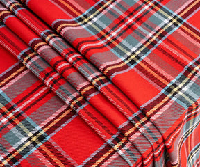Traditional Scottish-style red plaid tablecloth perfect for Christmas dinners and family gatherings