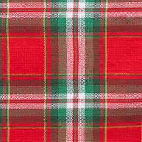 Red and green checkered cotton napkins folded neatly for Christmas table setting