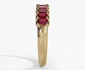 Minimalist red ruby baguette eternity ring for women stackable jewelry