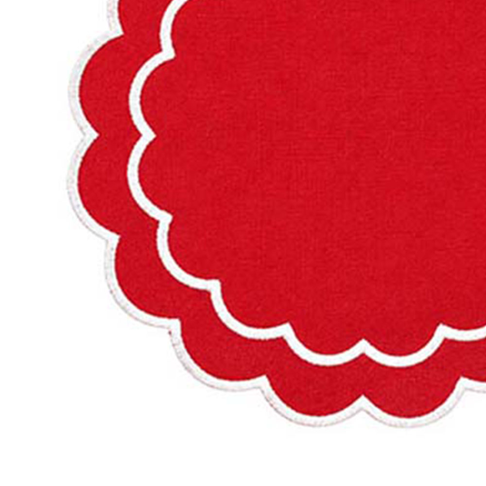 Embroidered cotton round placemats with a decorative border for a polished tablescape