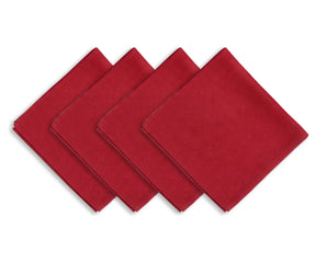 Solid red cotton cloth napkins, set of reusable plain dinner napkins with smooth woven texture