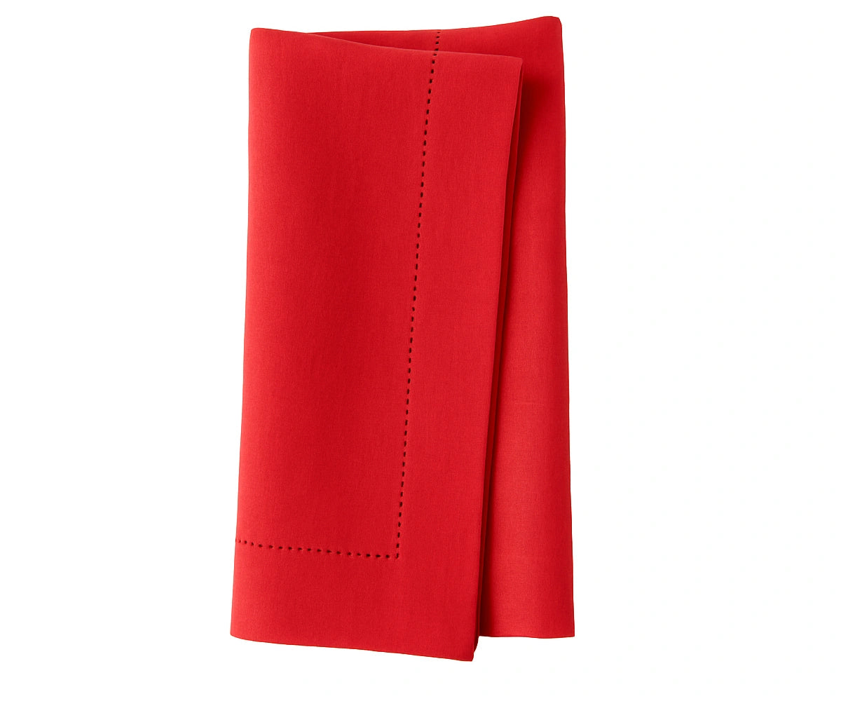 Bright poppy red cotton napkin made from 100% cotton, adding a lively pop of color to any occasion.