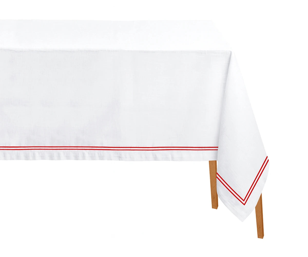 Red embroidered tablecloth rectangle made from 100% cotton, ideal for weddings, Christmas dining, and festive celebrations.