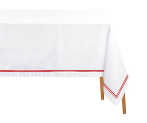 Red embroidered tablecloth rectangle made from 100% cotton, ideal for weddings, Christmas dining, and festive celebrations.