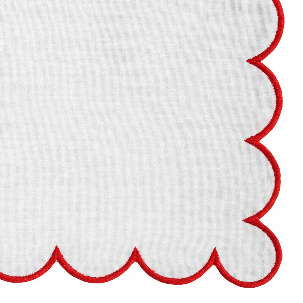 Soft cotton red and white napkin, woven cloth for dining table
