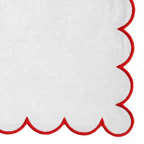 Soft cotton red and white napkin, woven cloth for dining table