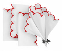 Red and white cloth napkin, fabric napkin set for home meals