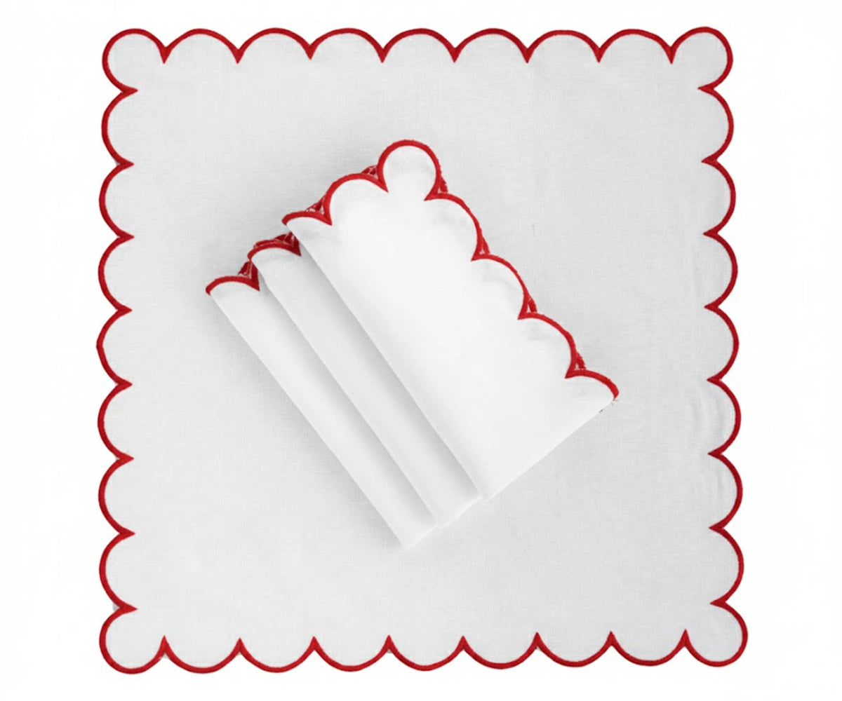 red and white fabric napkin, cotton cloth for Christmas and everyday dining