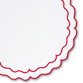 Cotton red and white placemats, woven cloth for everyday dining