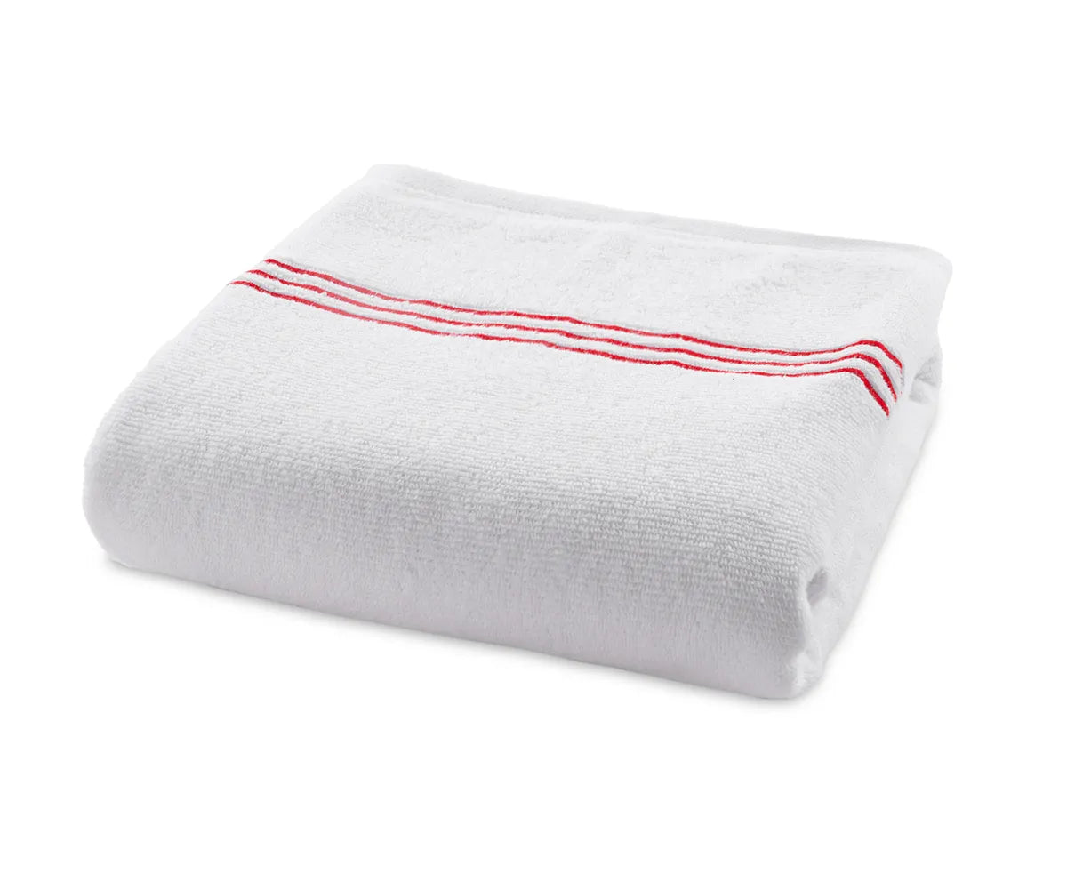 Red and white striped cotton bath towel – large 30x60" soft absorbent 100% cotton towel