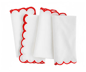 Elegant red and white napkin for dining setup, reusable table napkin