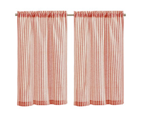 Red café curtains for kitchen windows, 100% linen striped fabric
Short linen kitchen curtains for window privacy