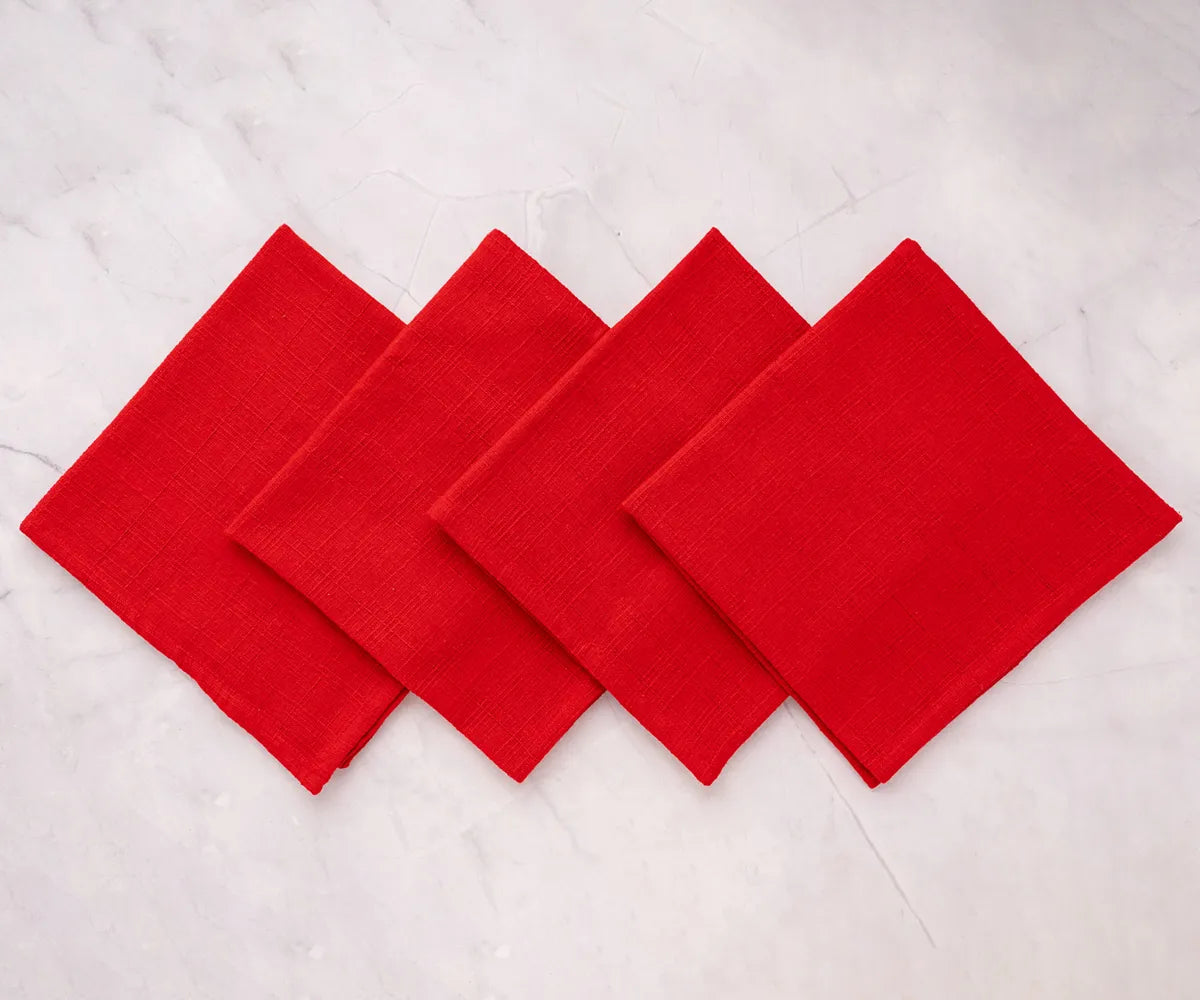 Rich red fabric napkins suitable for festive occasions and events