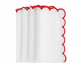 Plain red and white napkin folded neatly for dining, stylish fabric table napkin