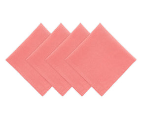 Reusable 100 cotton napkins in pink, size 20 x 20 inches, displayed with elegant tableware.