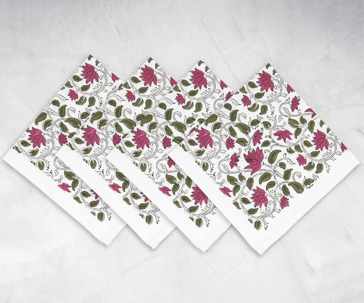 Reusable cotton napkins displayed with rustic tableware

