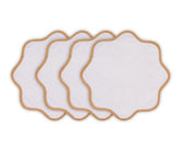 Elegant white cotton placemat with scalloped edges, 15-inch size, perfect for everyday dining and wedding table settings