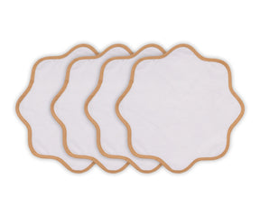 Elegant white cotton placemat with scalloped edges, 15-inch size, perfect for everyday dining and wedding table settings