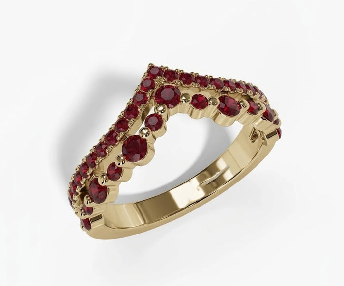 Beautiful round cut wedding band ring crafted in gold with sparkling gemstone, ideal for unique wedding rings. Affordable gold gemstone ring gift for her
