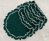 Set of 4 scalloped edge placemats for round dining table