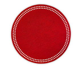 Elegant red embroidered placemats made of 100% cotton – 17-inch round table mats
