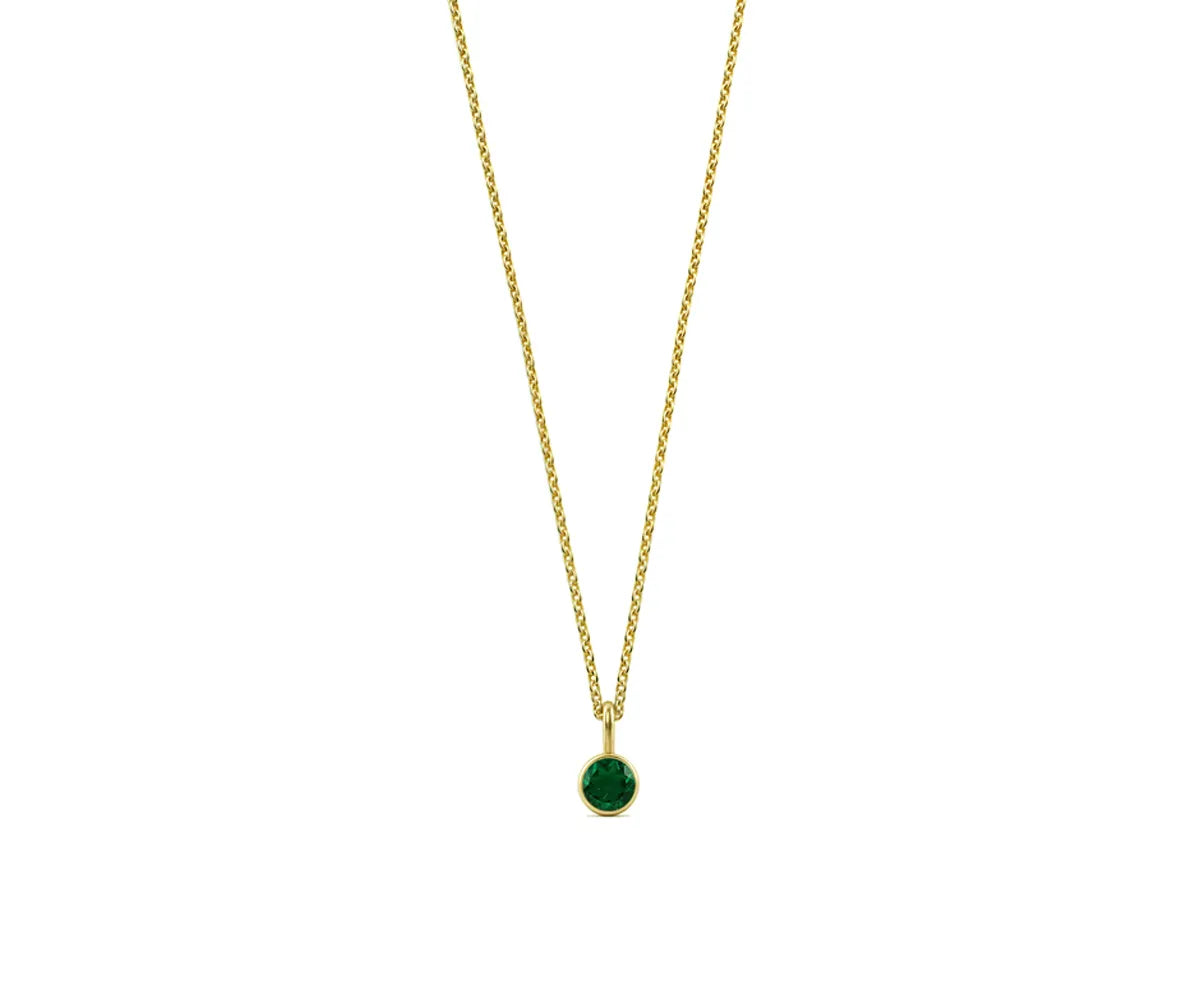 Minimalist emerald pendant necklace in 14K gold plating – May birthstone jewelry