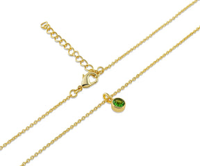 August birthstone necklace with brilliant-cut green peridot