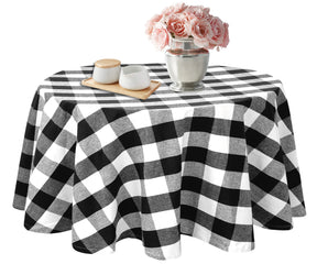 Black and white tablecloth, a classic choice, exudes a sense of timeless sophistication and contrast.