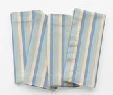 Blue striped cotton cloth napkins arranged in a set