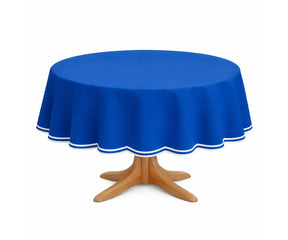 Premium round cotton tablecloth with a soft scalloped edge, offering a clean and understated look for dining tables. Made from 100% cotton, it drapes beautifully and works well for casual meals, formal dinners, brunches, holiday décor, special events, and stylish everyday table arrangements.