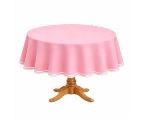 Elegant round tablecloth crafted from premium cotton, finished with a delicate scalloped edge for timeless appeal. This versatile table linen drapes smoothly over round tables and works beautifully for casual dining, holiday meals, weddings, brunches, and thoughtfully styled table décor.