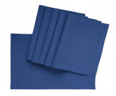 Royal blue double hemstitched cotton placemat on dining table
