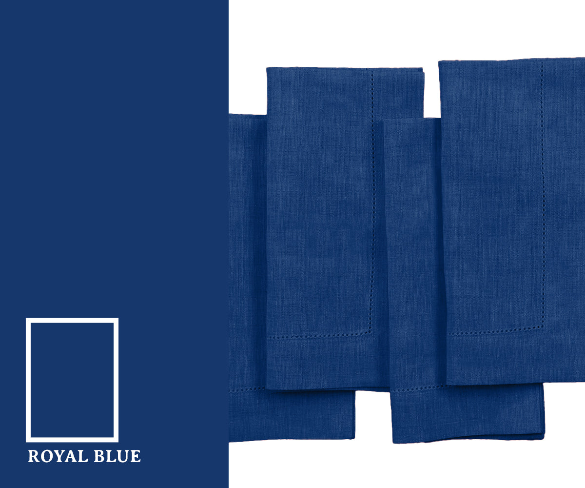 Deep royal blue color napkins with a rich and bold hue that brings a sophisticated and striking look to dining table settings.