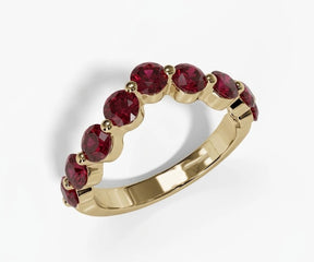 Round cut lab-grown red ruby ring in white gold