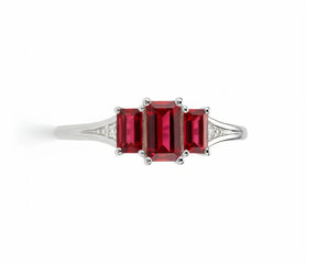 Red ruby gemstone ring with sparkling zircon accents for women