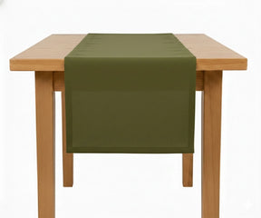 Olive green cotton linen blend table runner in solid color, reusable fabric table runners
