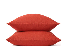 Rust Red Cotton Pillow Case Set – Solid Color Pillow Covers