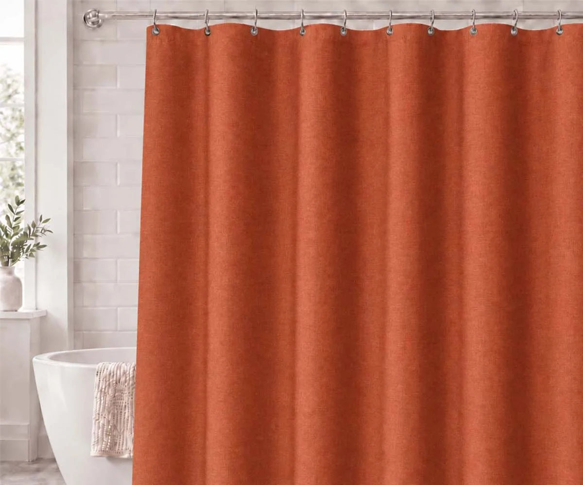Rust cotton shower curtain for bathroom, 100% cotton fabric curtain for warm farmhouse, rustic and boho bathroom décor