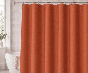 Rust cotton shower curtain for bathroom, 100% cotton fabric curtain for warm farmhouse, rustic and boho bathroom décor